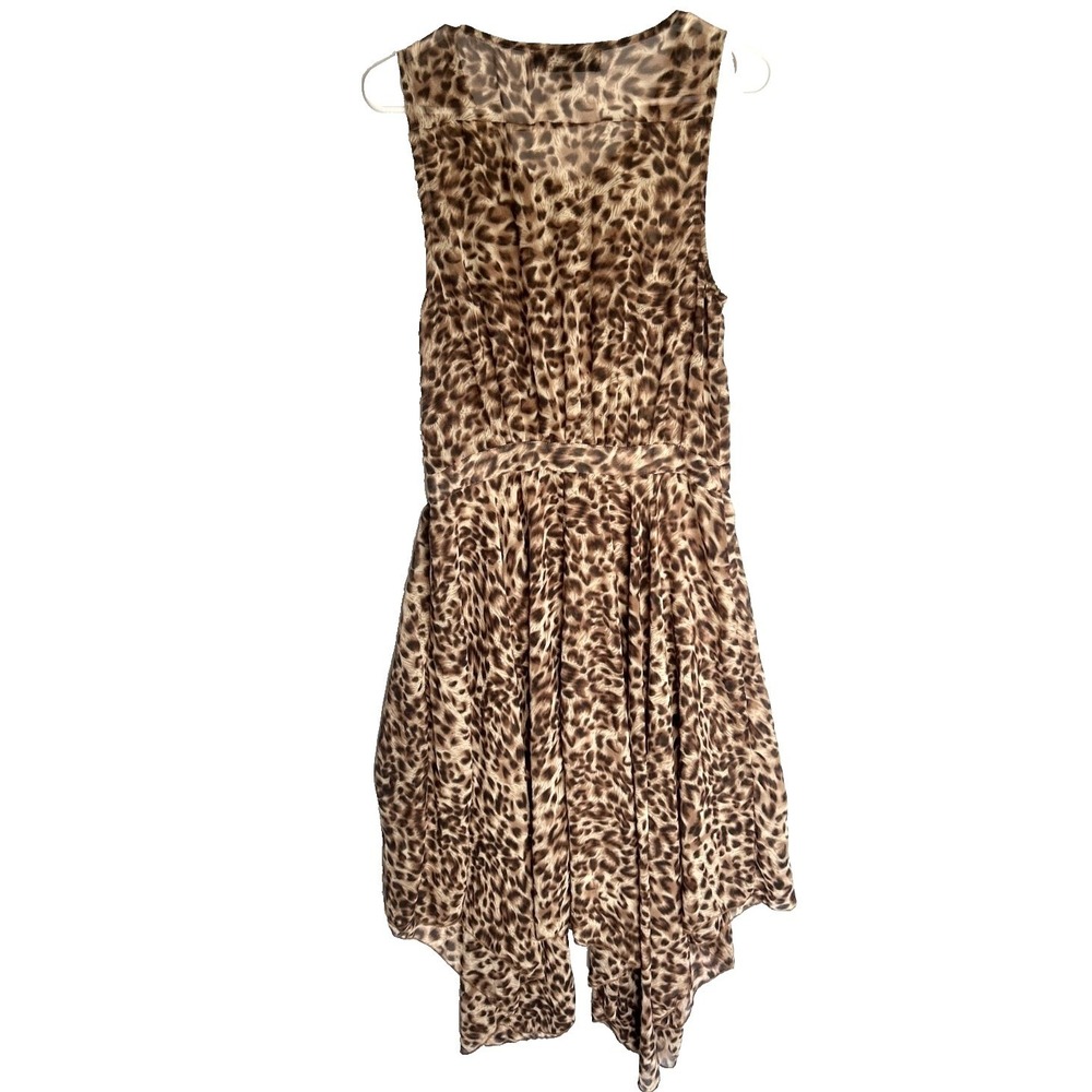 VTG Junglecore Jane Sheet Mesh Overlay Fairy Hem Cheetah Dress‎ Womens M Y2k
